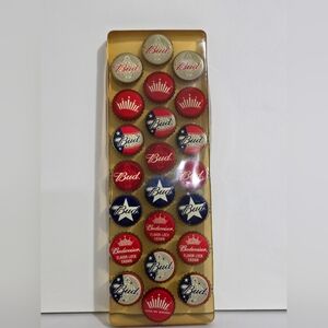 Hand Made Assorted Budweiser Beer Bottle Caps Epoxy Resin Sealed Decorative